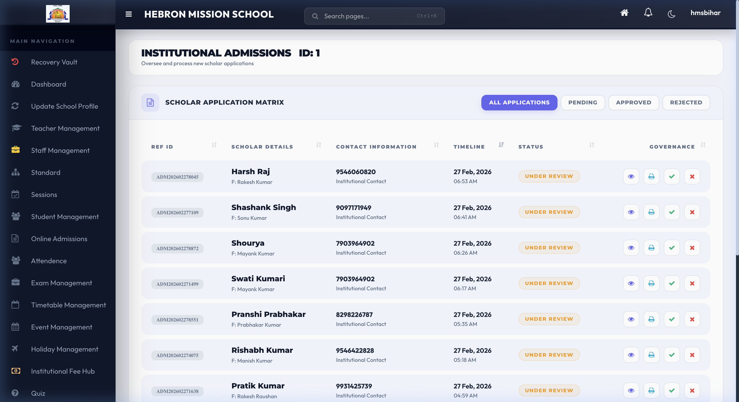 Admissions